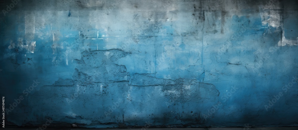 A textured background or surface displaying a blue grungy wall providing ample space to be used as a copy space image