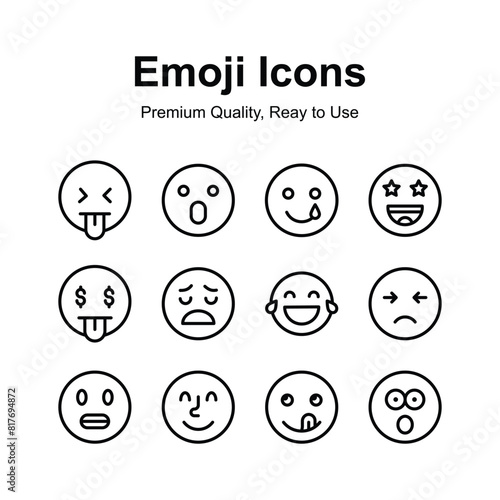 Creatively crafted emoji icons, cute expressions vector set