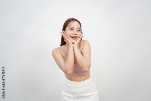 portrait of asia woman on isolate background