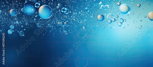 Wallpaper Mural A copy space image featuring a vibrant blue background adorned with a mesmerizing burst of bubbles Torontodigital.ca