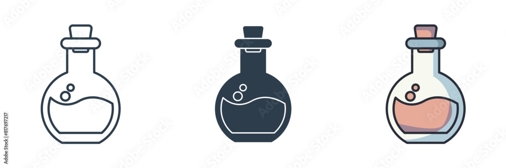 Potion Bottle Icon Halloween theme symbol vector illustration isolated on white background Potion Bottle Icon Halloween theme symbol vector illustration isolated on white background