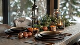 Set up a modern holiday buffet in your dining room with metallic serving platters, sleek glassware, and minimalist appetizer plates.