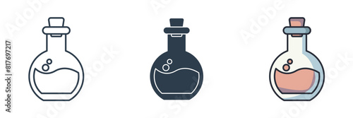 Potion Bottle Icon Halloween theme symbol vector illustration isolated on white background