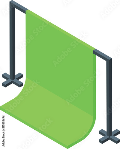 Isometric illustration of a green screen setup for photography and video production