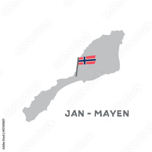 Jan mayen vector map illustration, country map silhouette with the flag inside. between the Greenland Sea and the Norwegian Sea. All countries can be found in my portfolio photo