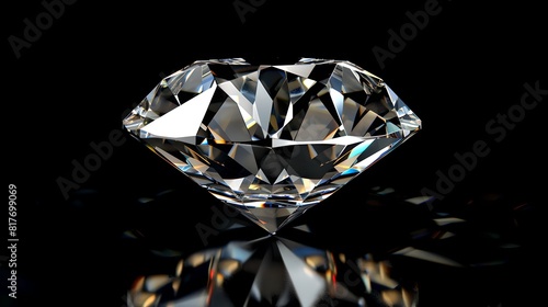 Exquisite Diamond Brilliant on Dark Background  Luxury Jewel Style. Reflection on Surface  Fashionable Accessory. Premium quality gemstone for fine jewelry. AI