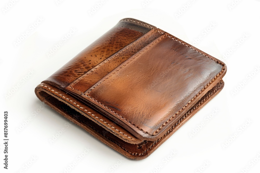 Brown leather wallet viewed from the front isolated Brown leather wallet viewed from the front isolated
