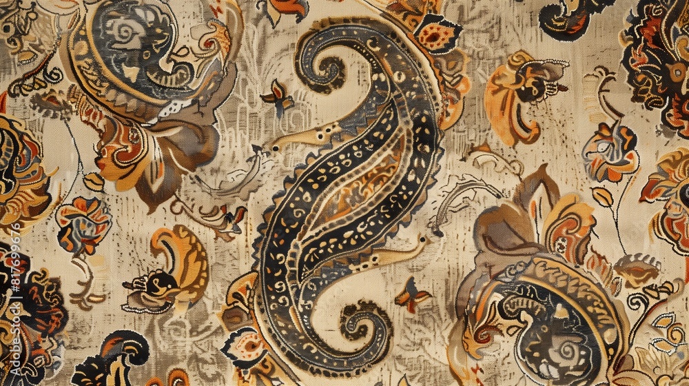 classic paisley motifs swirl pattern background