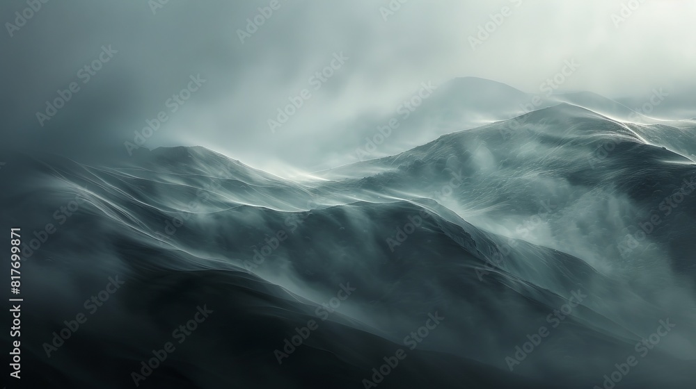 Serene abstract landscape of misty mountains with soft light creating a mystical ambiance Serene abstract landscape of misty mountains with soft light creating a mystical ambiance