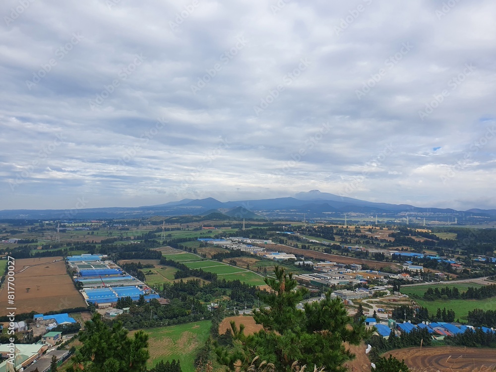 Village Landscape Viewed from a Mountain in Jeju Island. Village Landscape Viewed from a Mountain in Jeju Island.
