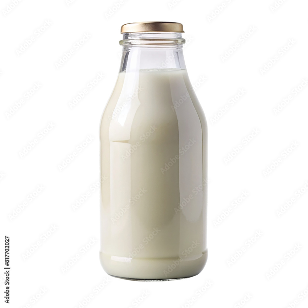 A bottle of milk with a white cap isolated on transparent background A bottle of milk with a white cap isolated on transparent background