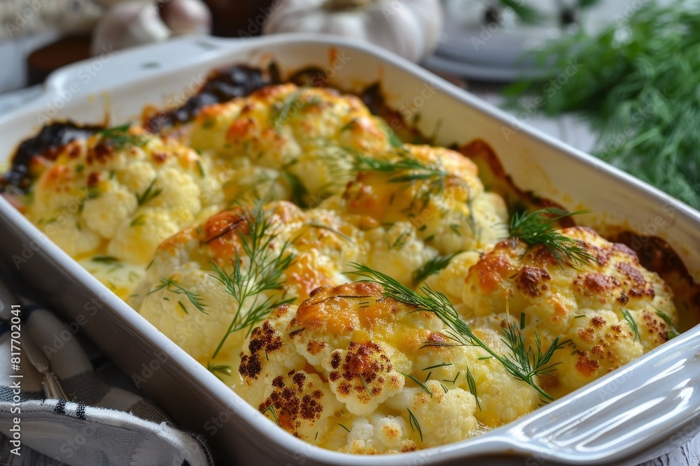Cauliflower with baked egg cheese and dill Cauliflower with baked egg cheese and dill