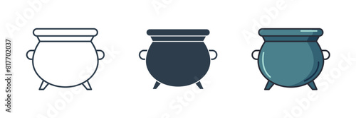 Cauldron Icon Halloween theme symbol vector illustration isolated on white background