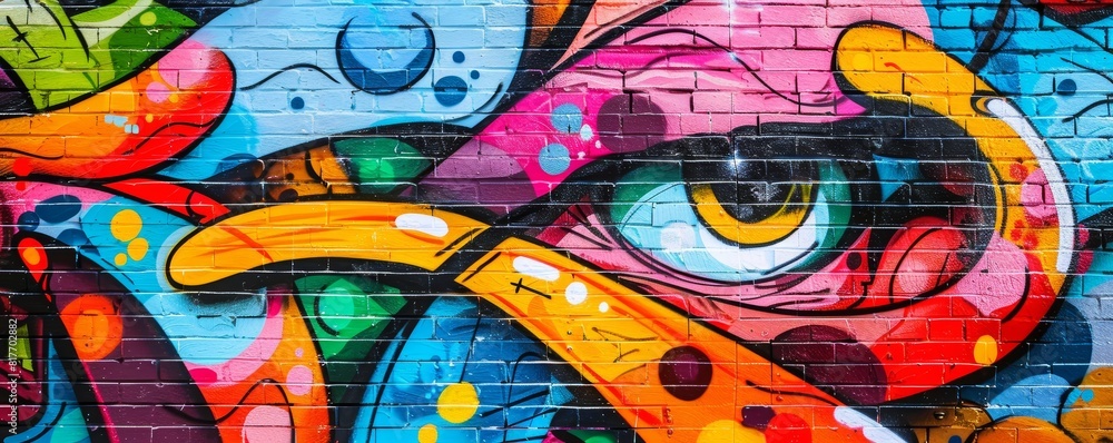 Urban graffiti wall with vibrant colors