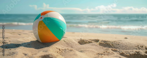 Beach ball flat design side view beach game water color complementary color scheme photo