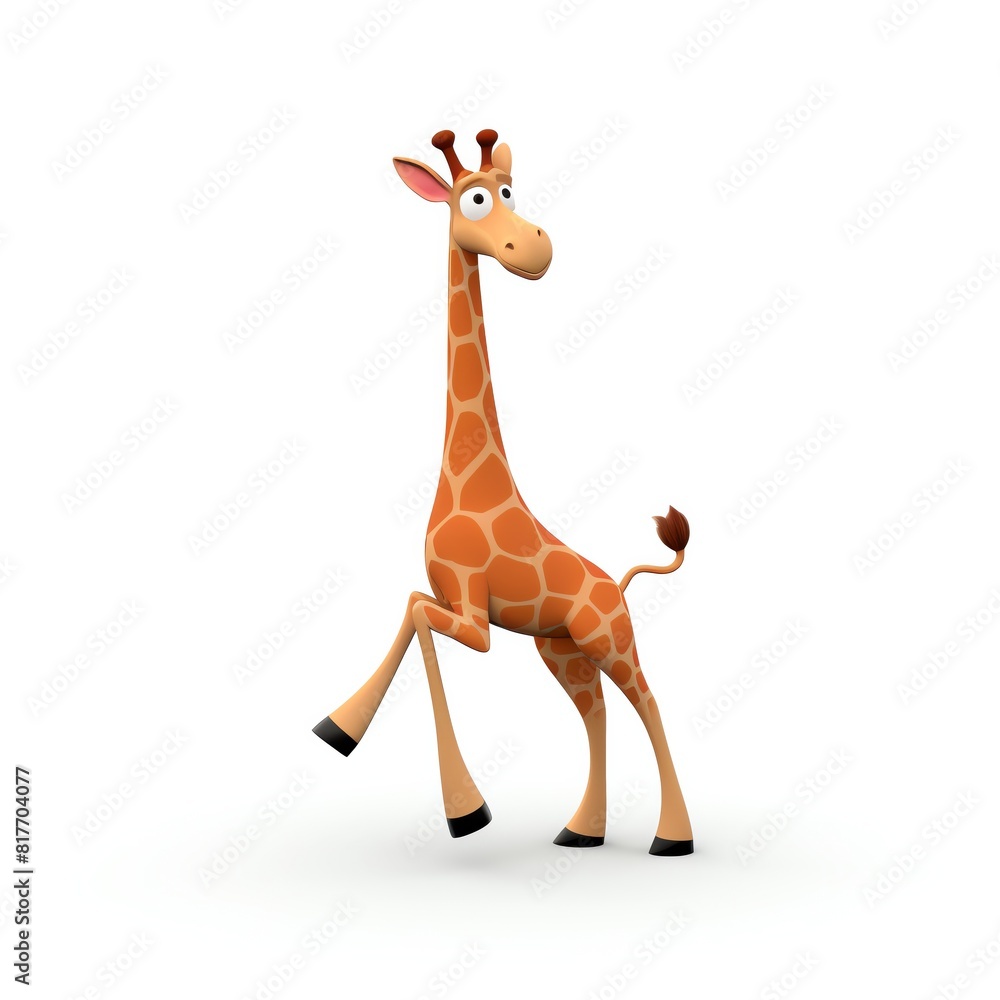 Obraz premium A giraffe performing leg stretches with elegance on a white background