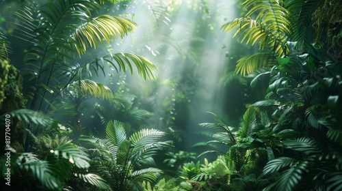 Tropical rainforest with lush greenery
