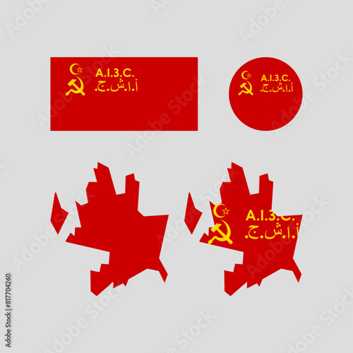 Azerbaijan 1924 Soviet national map and flag vectors set....