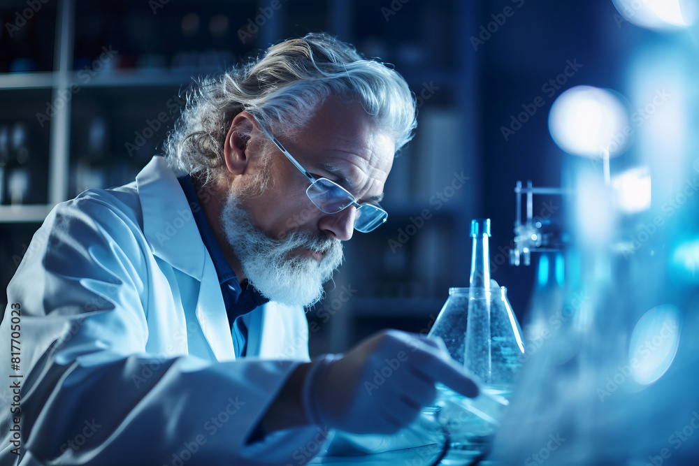 Doctor scientist working in modern hi-tech laboratory with innovation research, Generative AI illustration Doctor scientist working in modern hi-tech laboratory with innovation research, Generative AI illustration