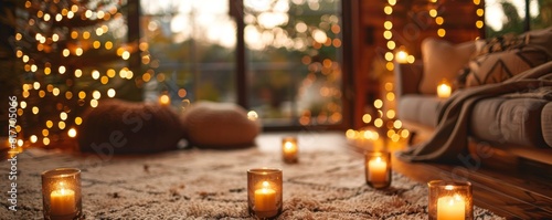 Sparkling fairy lights in a cozy setting