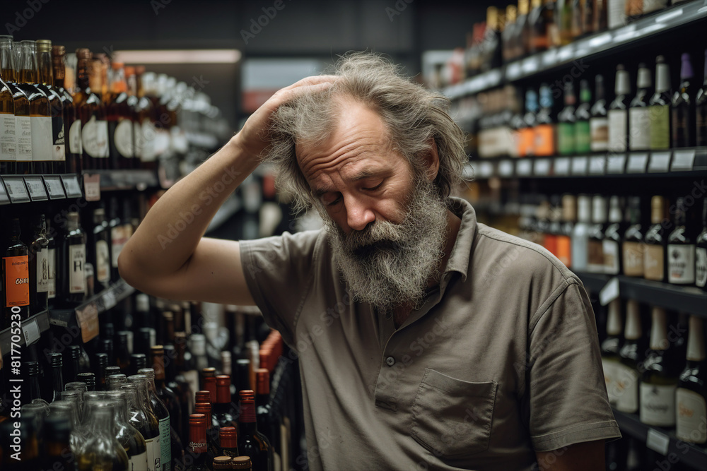 Generative AI picture of drunk person suffering from hangover after party Generative AI picture of drunk person suffering from hangover after party