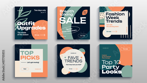 Modern promotion square web banner for social media mobile apps. Elegant sale and discount promo backgrounds with abstract pattern. Email ad newsletter layouts