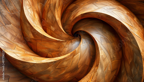 Slowly evolving interlocking wooden grain vortices forming a seamless abstract background