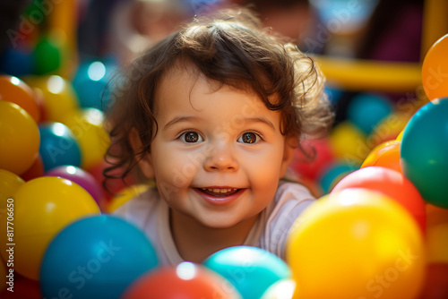 Cute children in playground playroom territory having fun playful childish mood made by Generative AI