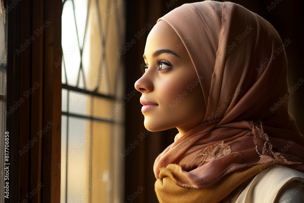 Arabian woman in hijab living her life in modern city have shopping working traveling abilities, Generative AI Arabian woman in hijab living her life in modern city have shopping working traveling abilities, Generative AI
