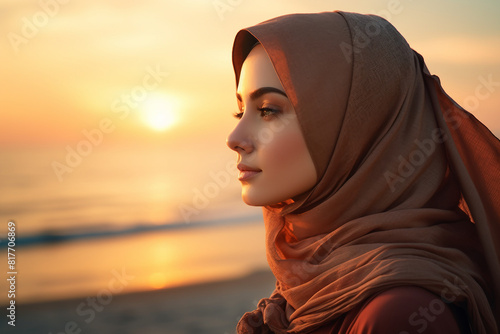 Arabian woman in hijab living her life in modern city have shopping working traveling abilities, Generative AI