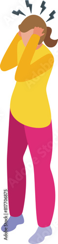 Stressed young woman experiencing emotional tension and workrelated burnout vector illustration in modern flat design style