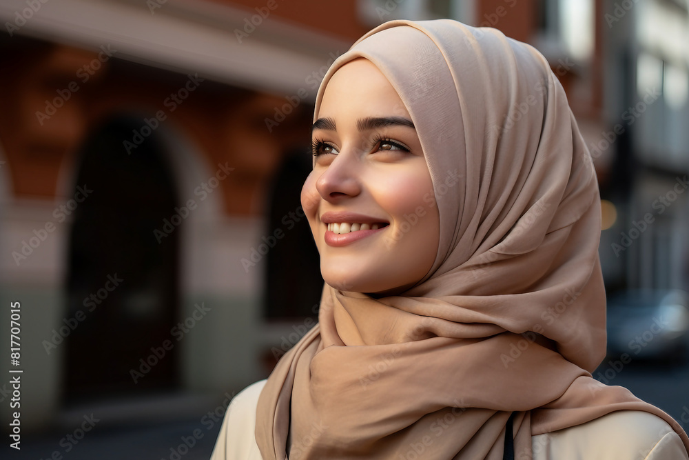 Arabian woman in hijab living her life in modern city have shopping working traveling abilities, Generative AI Arabian woman in hijab living her life in modern city have shopping working traveling abilities, Generative AI