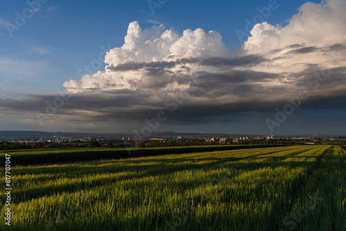 Gewitterwolke mit wolkenbruchartigem Regen über Wiesbaden und Mainz, Mai 2024