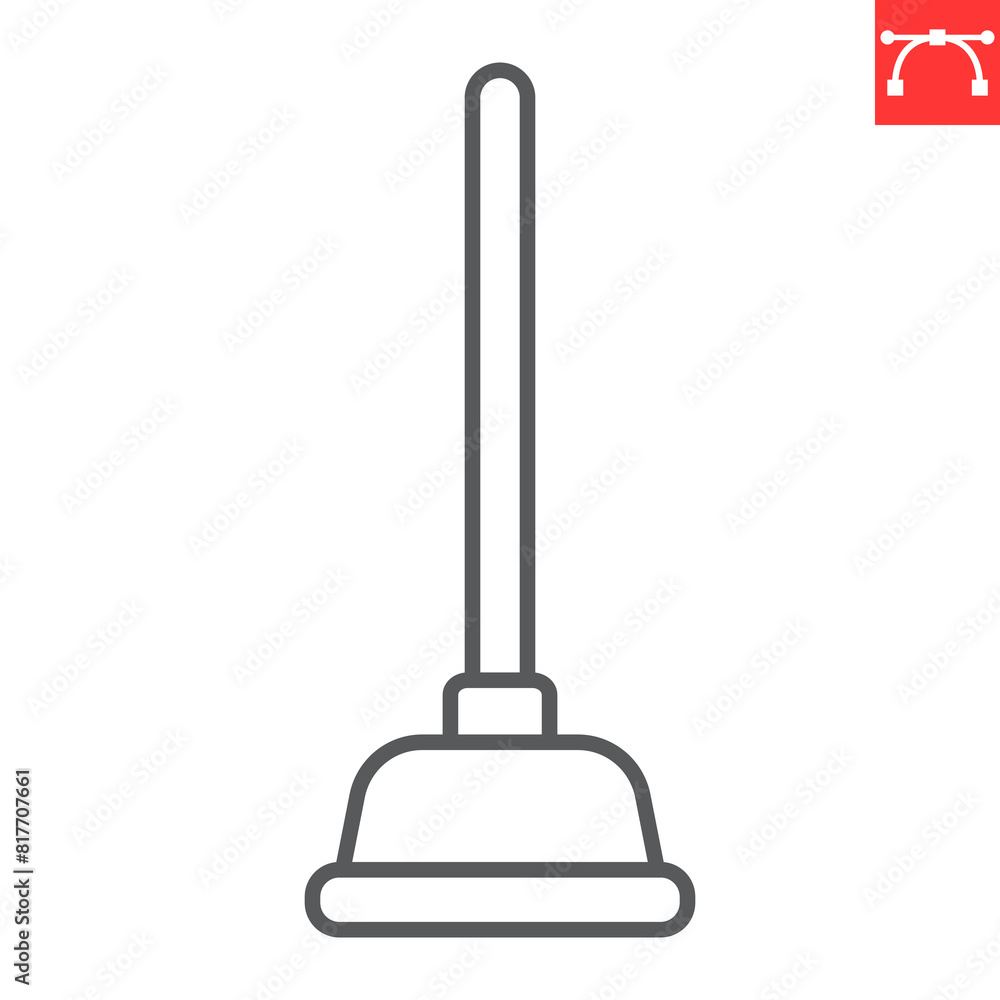 Plunger line icon, plumbing service and household tool, plunger vector icon, vector graphics, editable stroke outline sign, eps 10. Plunger line icon, plumbing service and household tool, plunger vector icon, vector graphics, editable stroke outline sign, eps 10.