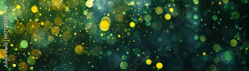 Wallpaper Mural Dazzling Green and Yellow Bokeh Lights on a Black Canvas Torontodigital.ca