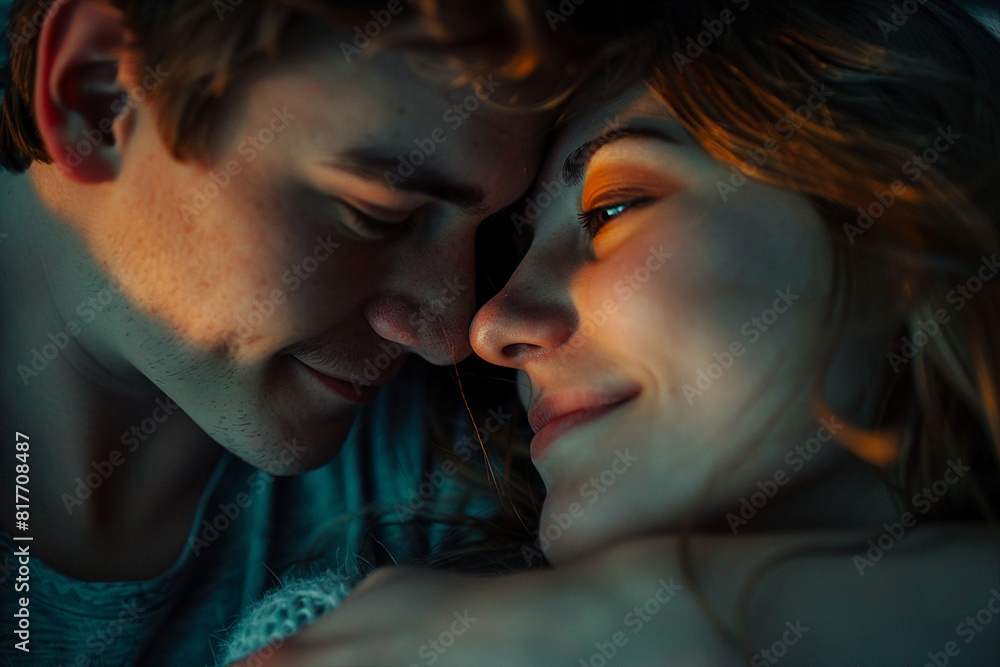 AI generated close up photo image of a beautiful people couple time at home together AI generated close up photo image of a beautiful people couple time at home together