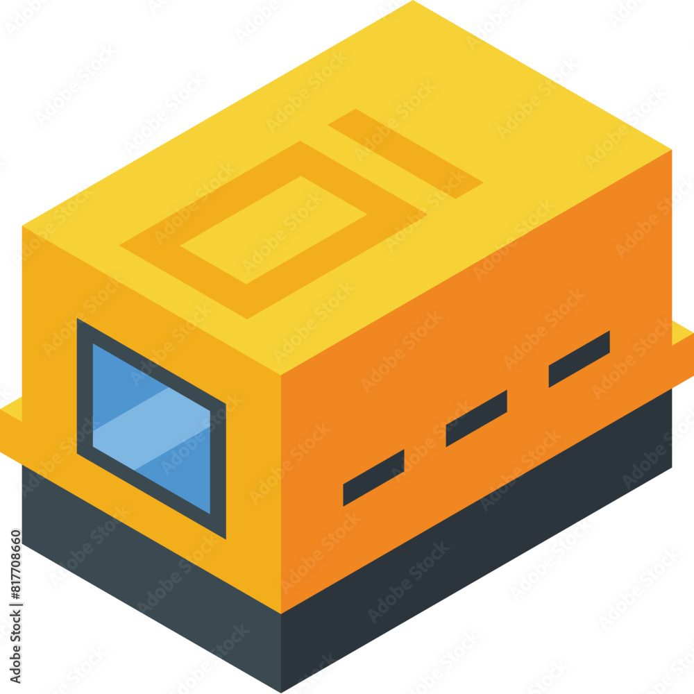 Detailed isometric graphic of a modern electronic microchip in vibrant yellow and black Detailed isometric graphic of a modern electronic microchip in vibrant yellow and black