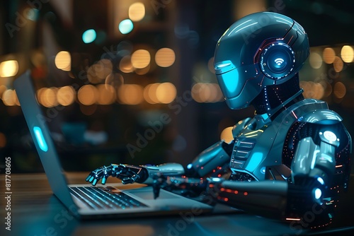 AI, Chatbot artificial intelligence technology concept. Artificial intelligence technology will automatically reply to messages. Using the command prompt to generate whatever you want photo