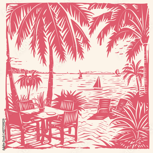 Beach cafe, vector illustration