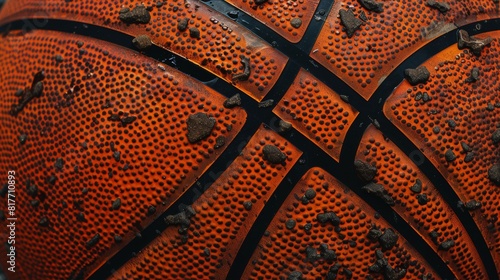 Textured Background of a Basketball Surface with Visible Seams photo