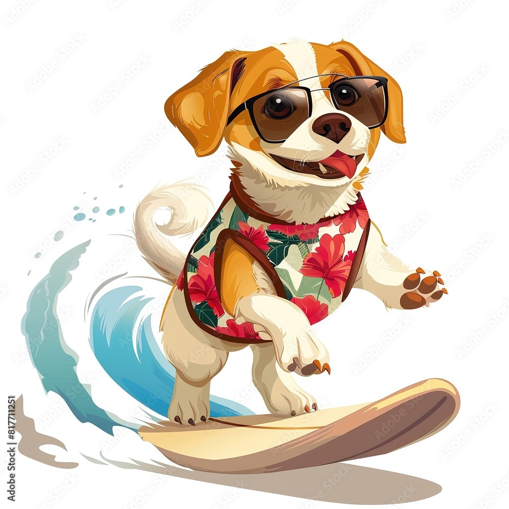 Fototapeta premium Dog surfer style fashion