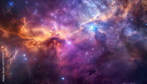 Serene space scene of a calm nebula  with softly glowing gases and dust
