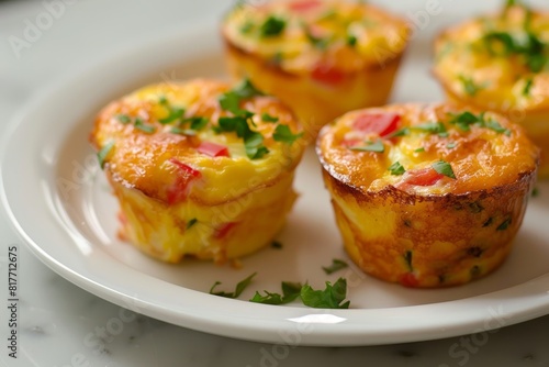Egg muffins served for breakfast on a plate © VolumeThings