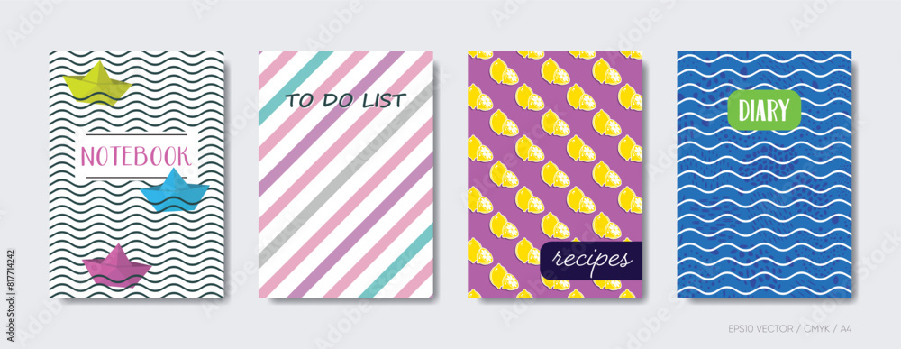 Summer abstract cover page design templates set Summer abstract cover page design templates set