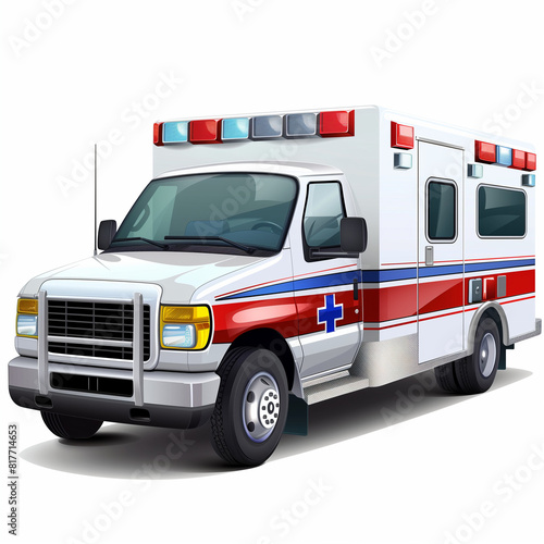 ambulance flashing vector on white background photo