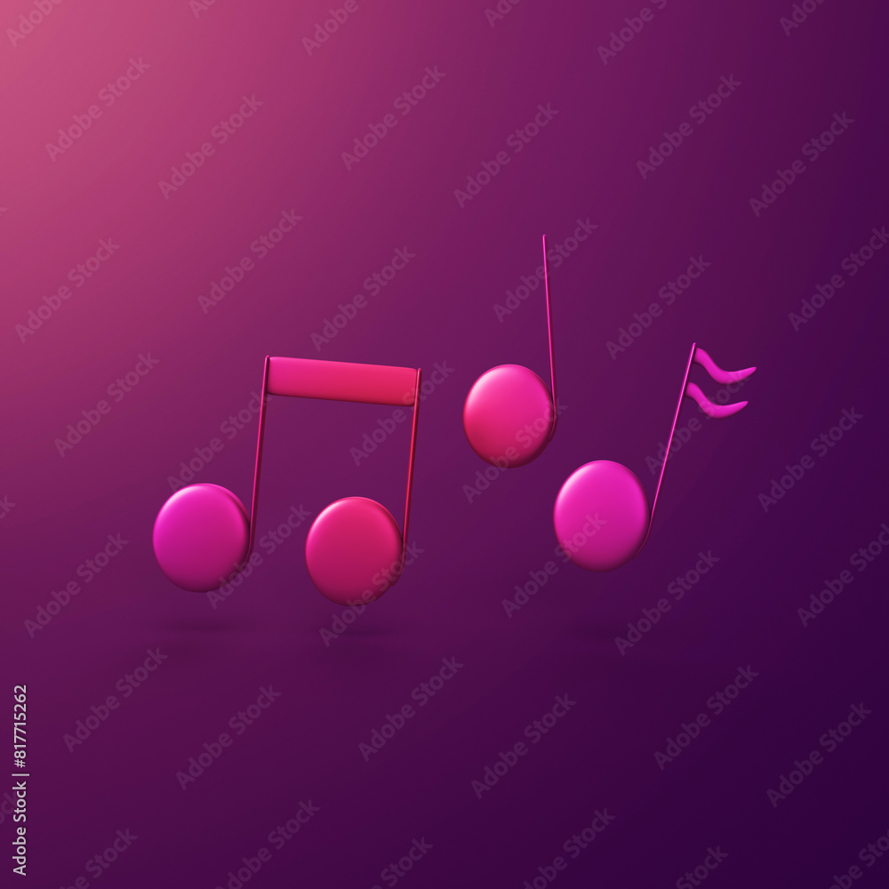 Music notes - stylized 3d CGI icon object, Not gen Ai Stock ...