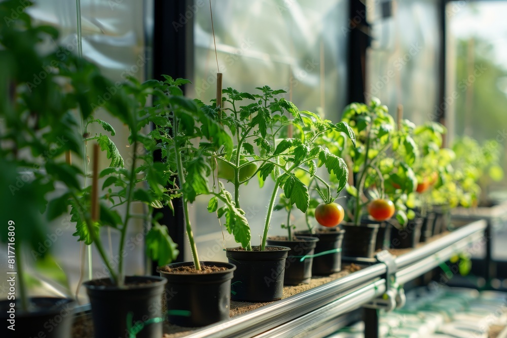 Tomatoes grown hydroponically in a greenhouse Tomatoes grown hydroponically in a greenhouse