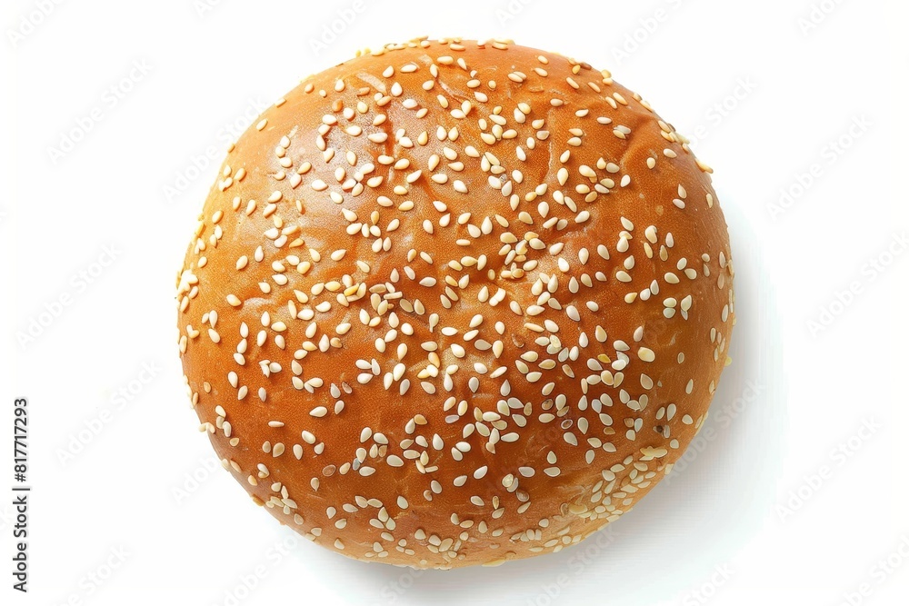 Top view of white sesame seed bun Top view of white sesame seed bun
