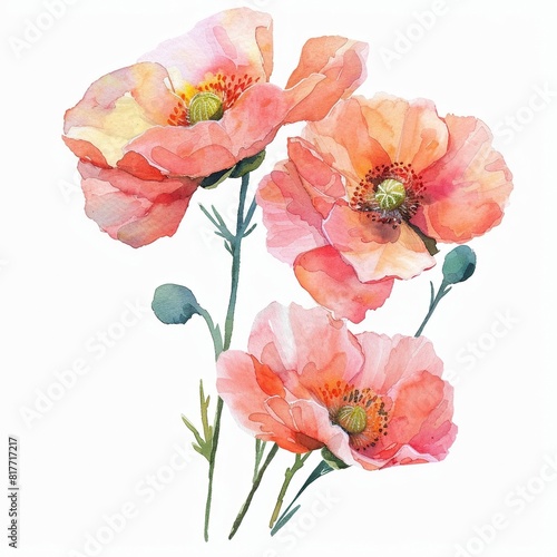 Watercolor of Poppy Clipart