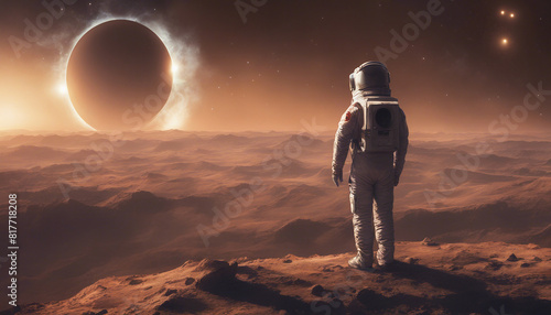 Anonymous astronaut watching a solar eclipse.   © abu
